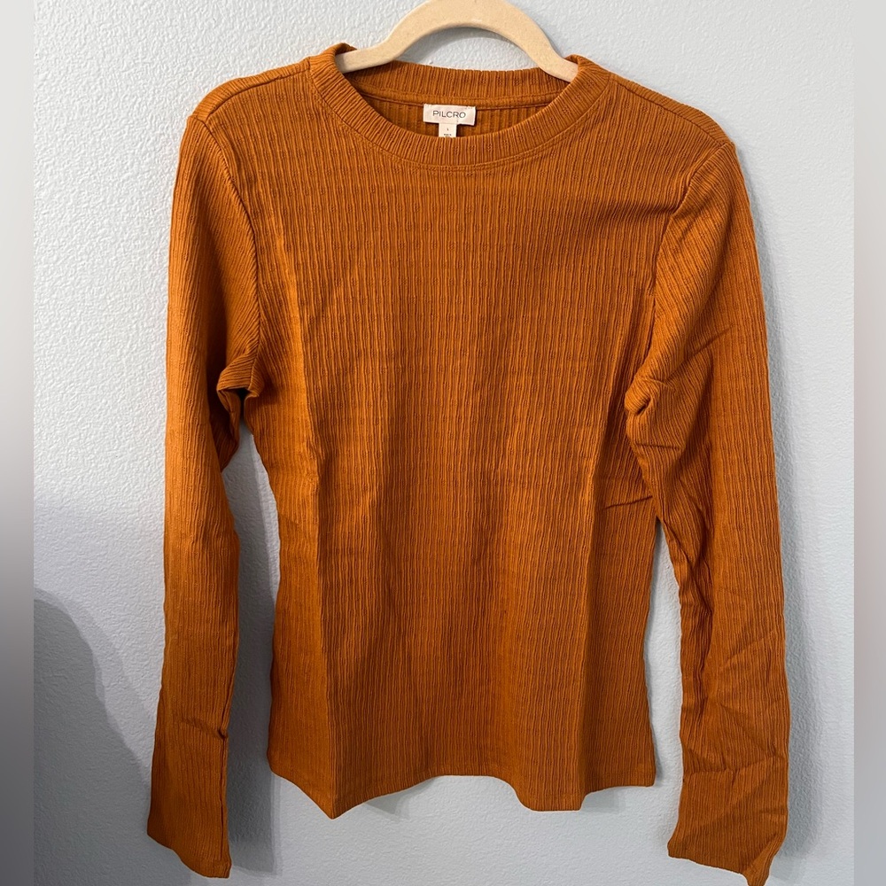 Anthropologie Pilcro Textured Long Sleeve in Honey/Miel Color Size L NWT